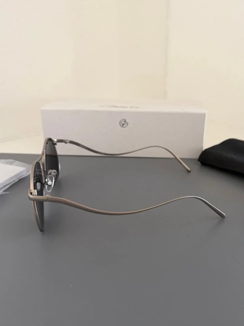 3.1 Phillip Lim x Linda Farrow PL177 Titanium White Gold Aviator Sunglasses Set